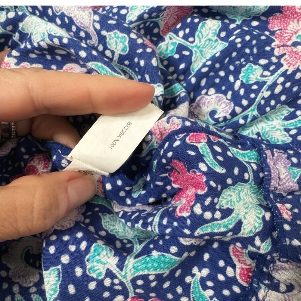 Poupette St Barth Della Maxi Dress Belted Blue Pink Ruffle Sleeve Tiered Skirt - Picture 13 of 16
